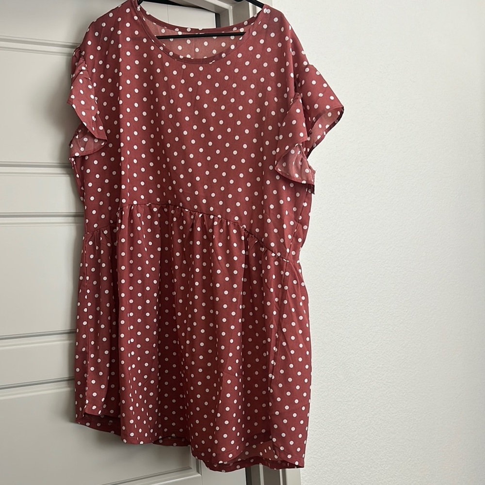 Polka Dot Ruffle Sleeve Dress